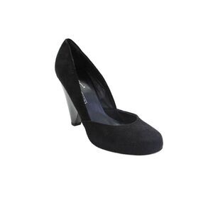 Vicini Womens Suede Blocked Heels Shoes Solid Black Size 9.5